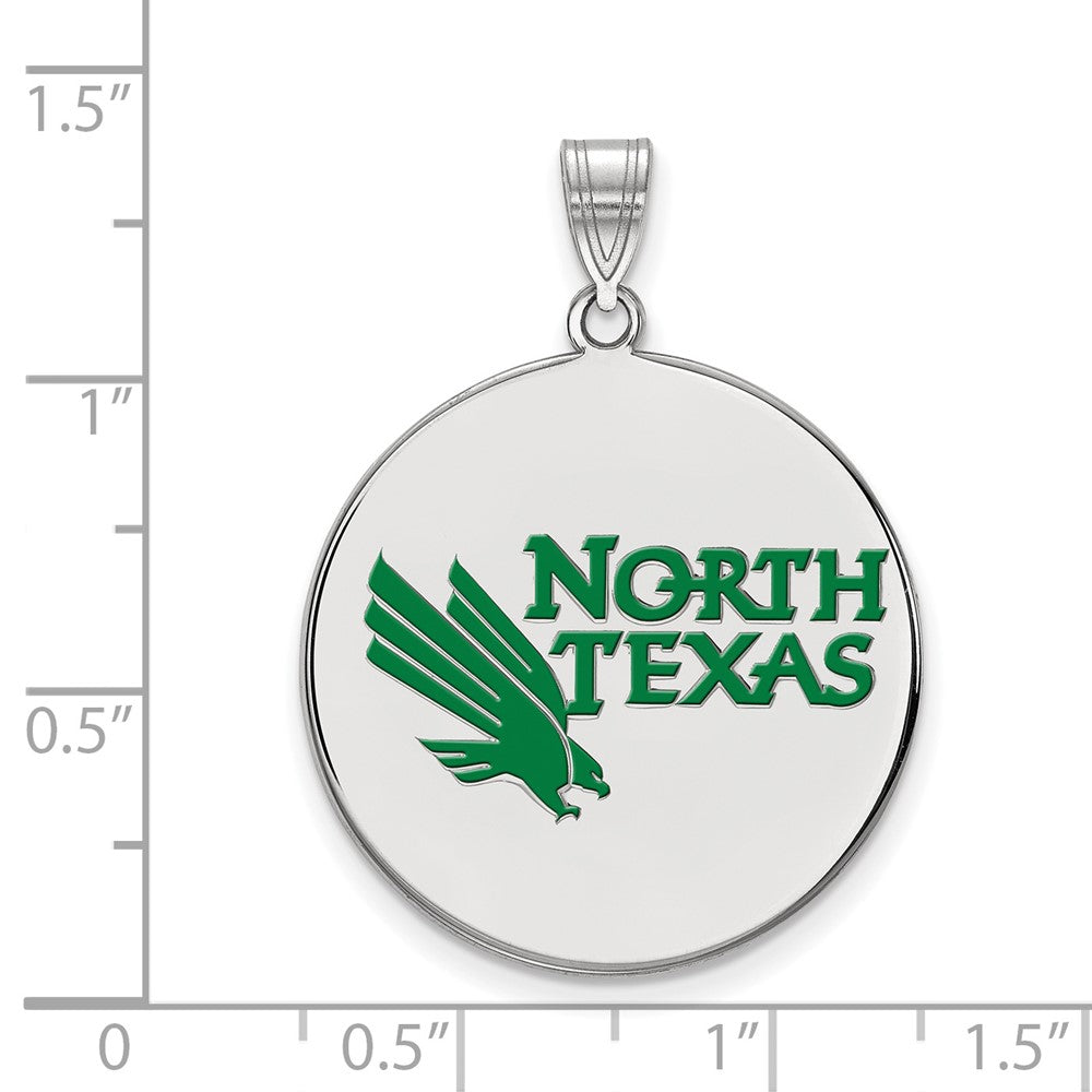 Sterlingsilber Rhodiniert Logoart University Of North Texas Extra Groß Emailliert Plättchen Anhänger