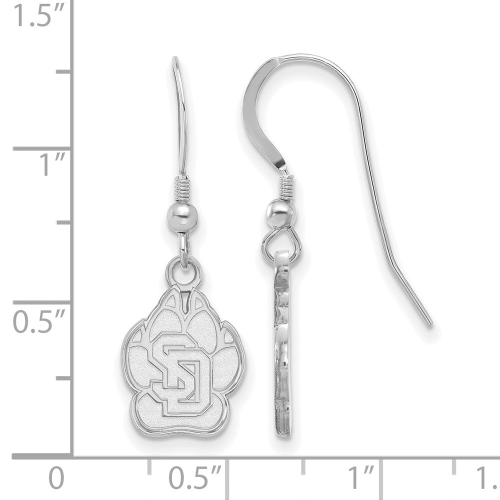 Sterlingsilber Rhodiniert Logoart University Of South Dakota Klein Hängend Draht Ohrringe