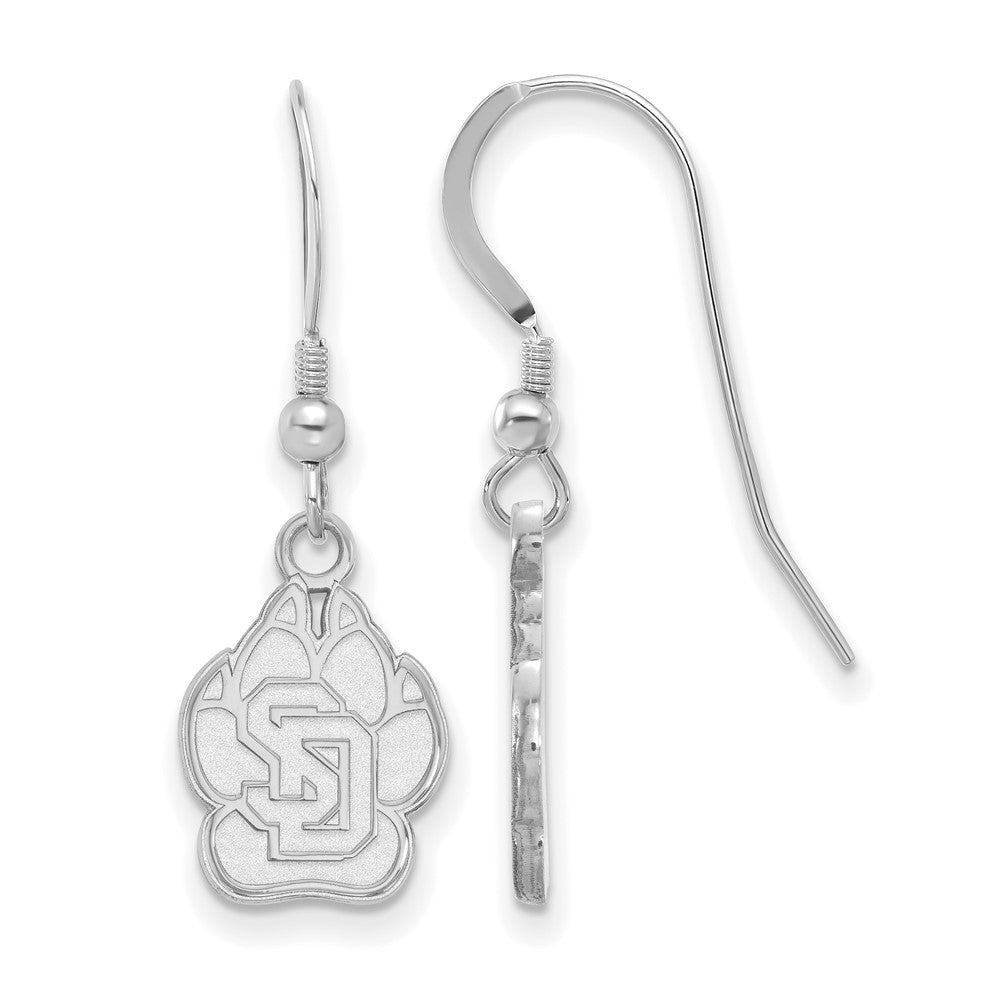 Sterlingsilber Rhodiniert Logoart University Of South Dakota Klein Hängend Draht Ohrringe