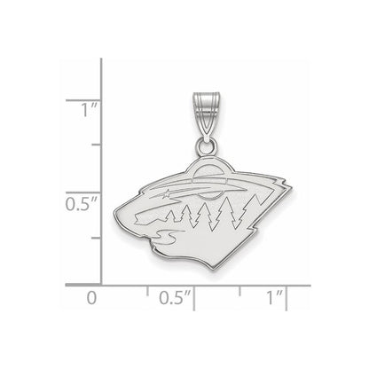 Sterlingsilber Rhodiniert Nhl Logoart Minnesota Wild Mittel Anhänger