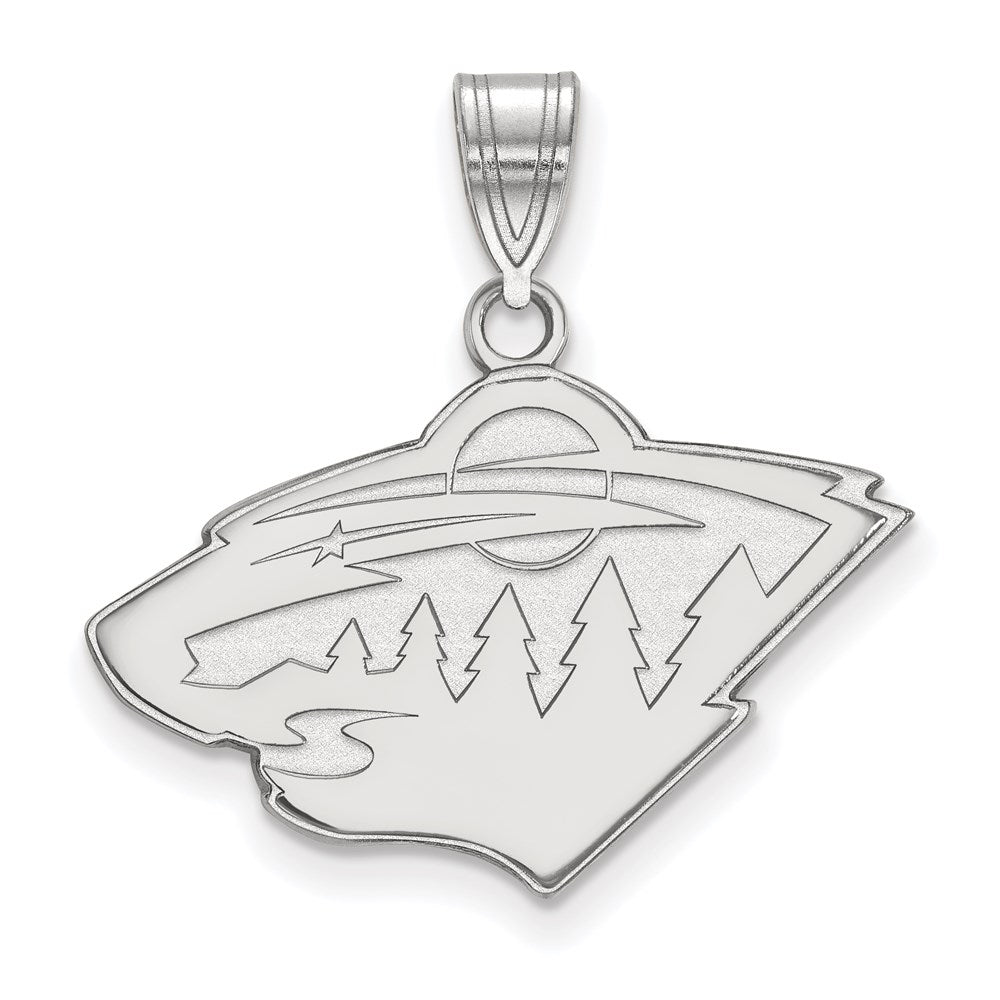 Sterlingsilber Rhodiniert Nhl Logoart Minnesota Wild Mittel Anhänger