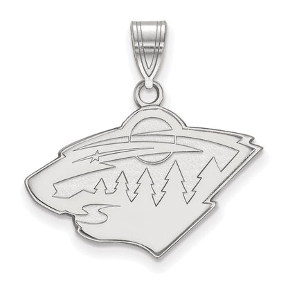 Sterlingsilber Rhodiniert Nhl Logoart Minnesota Wild Mittel Anhänger