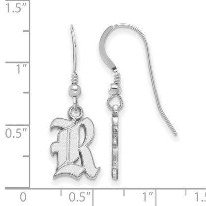 Sterlingsilber Rhodiniert Logoart Rice University Buchstabe R Klein Hängend Draht Ohrringe