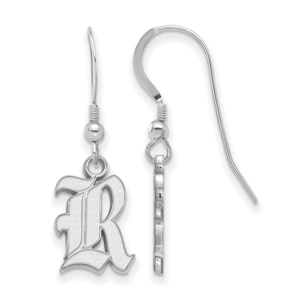 Sterlingsilber Rhodiniert Logoart Rice University Buchstabe R Klein Hängend Draht Ohrringe