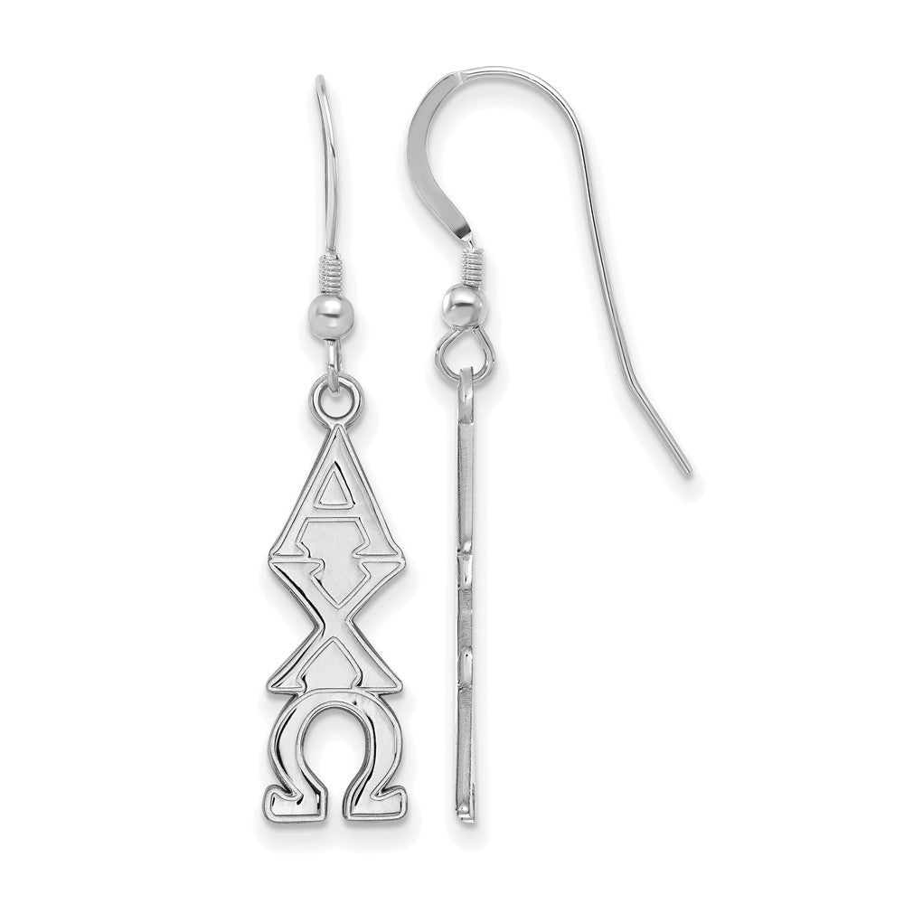Sterlingsilber Rhodiniert Logoart Alpha Chi Omega Sorority Greek Buchstaben Klein Ohrhänger