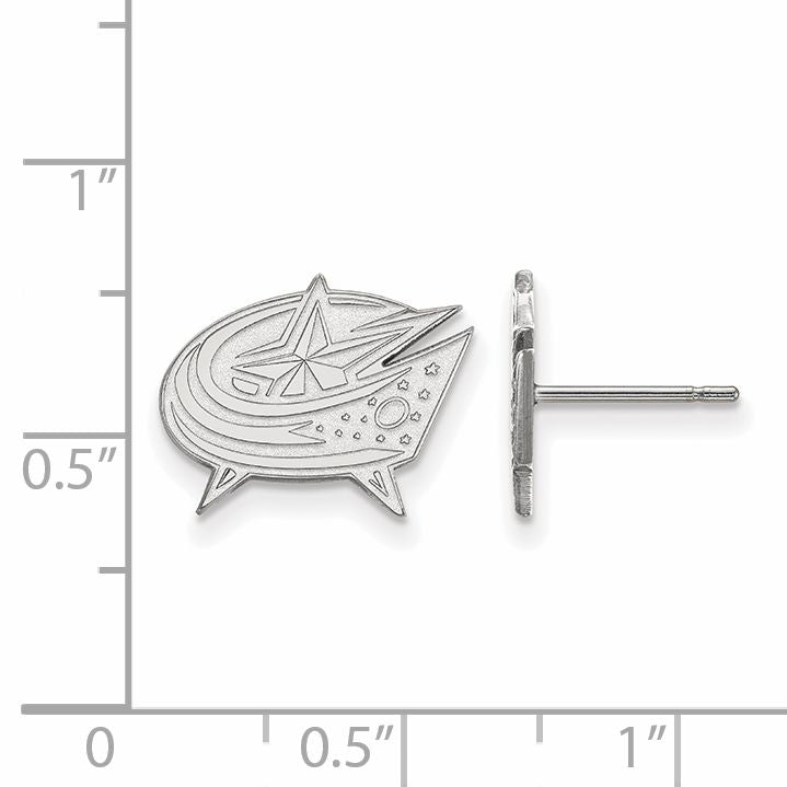 14K Weißgold Nhl Logoart Columbus Blau Jacken Klein Ohrstecker