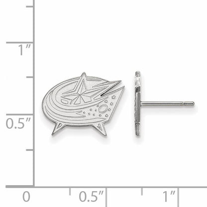 14K Weißgold Nhl Logoart Columbus Blau Jacken Klein Ohrstecker