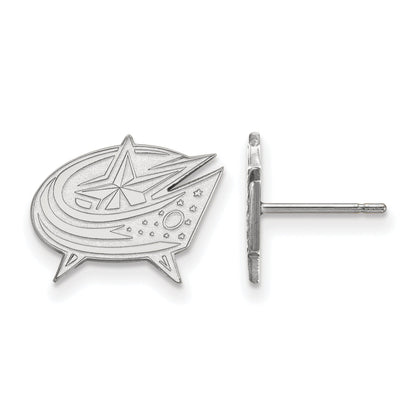 14K Weißgold Nhl Logoart Columbus Blau Jacken Klein Ohrstecker