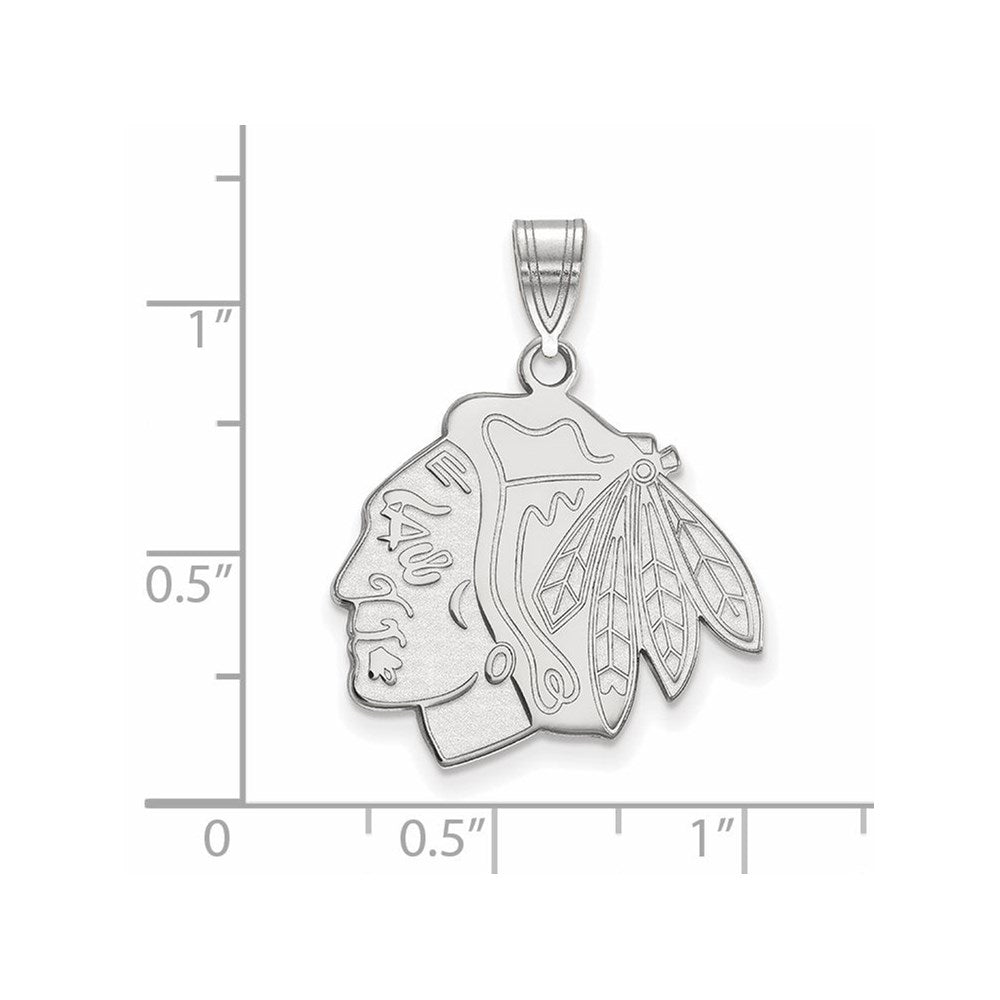 Sterlingsilber Rhodiniert Nhl Logoart Chicago Blackhawks Groß Anhänger