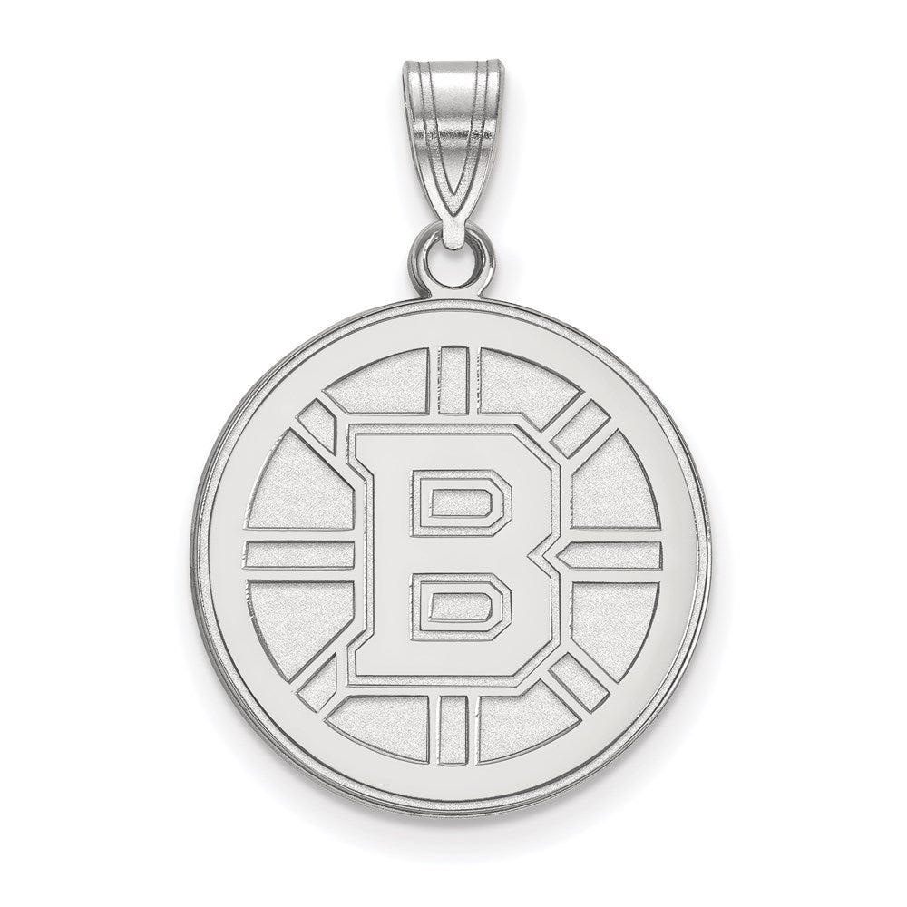 10K Weißgold Nhl Logoart Boston Bruins Groß Anhänger