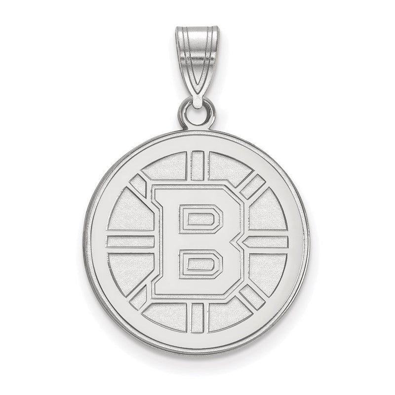 10K Weißgold Nhl Logoart Boston Bruins Groß Anhänger