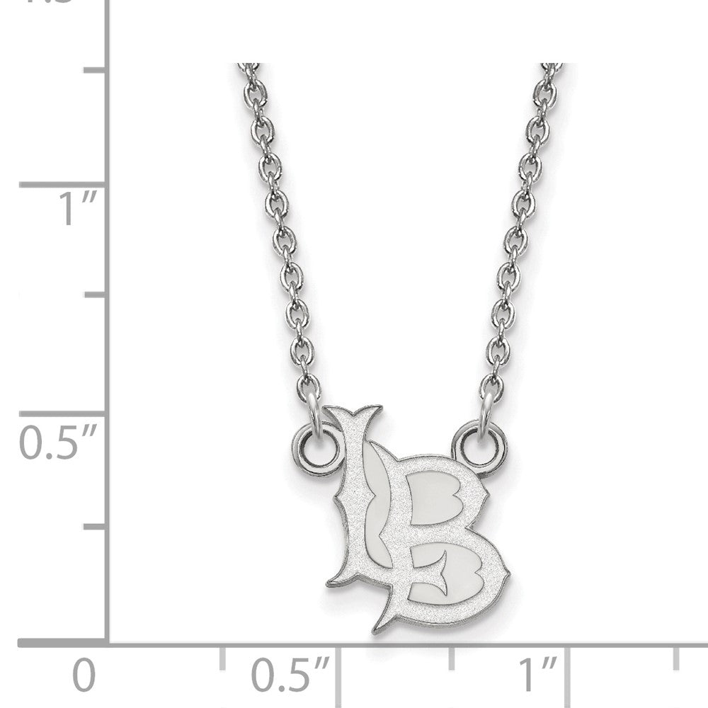 Sterlingsilber Rhodiniert Logoart California State University Lang Beach L B Klein Anhänger 18 Zoll Halskette
