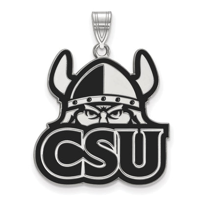 Sterlingsilber Rhodiniert Logoart Cleveland State University Extra Groß Emailliert Anhänger