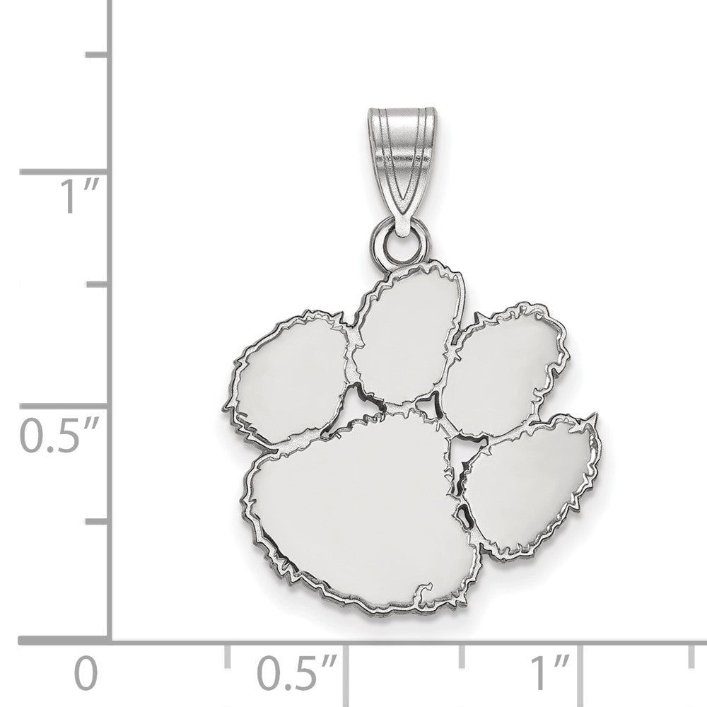 Sterlingsilber Rhodiniert Logoart Clemson University Tiger Paw Groß Anhänger