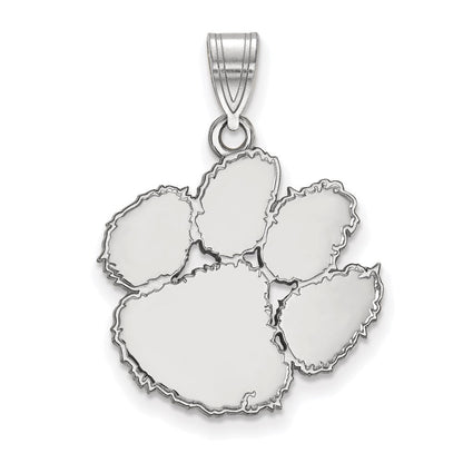 Sterlingsilber Rhodiniert Logoart Clemson University Tiger Paw Groß Anhänger