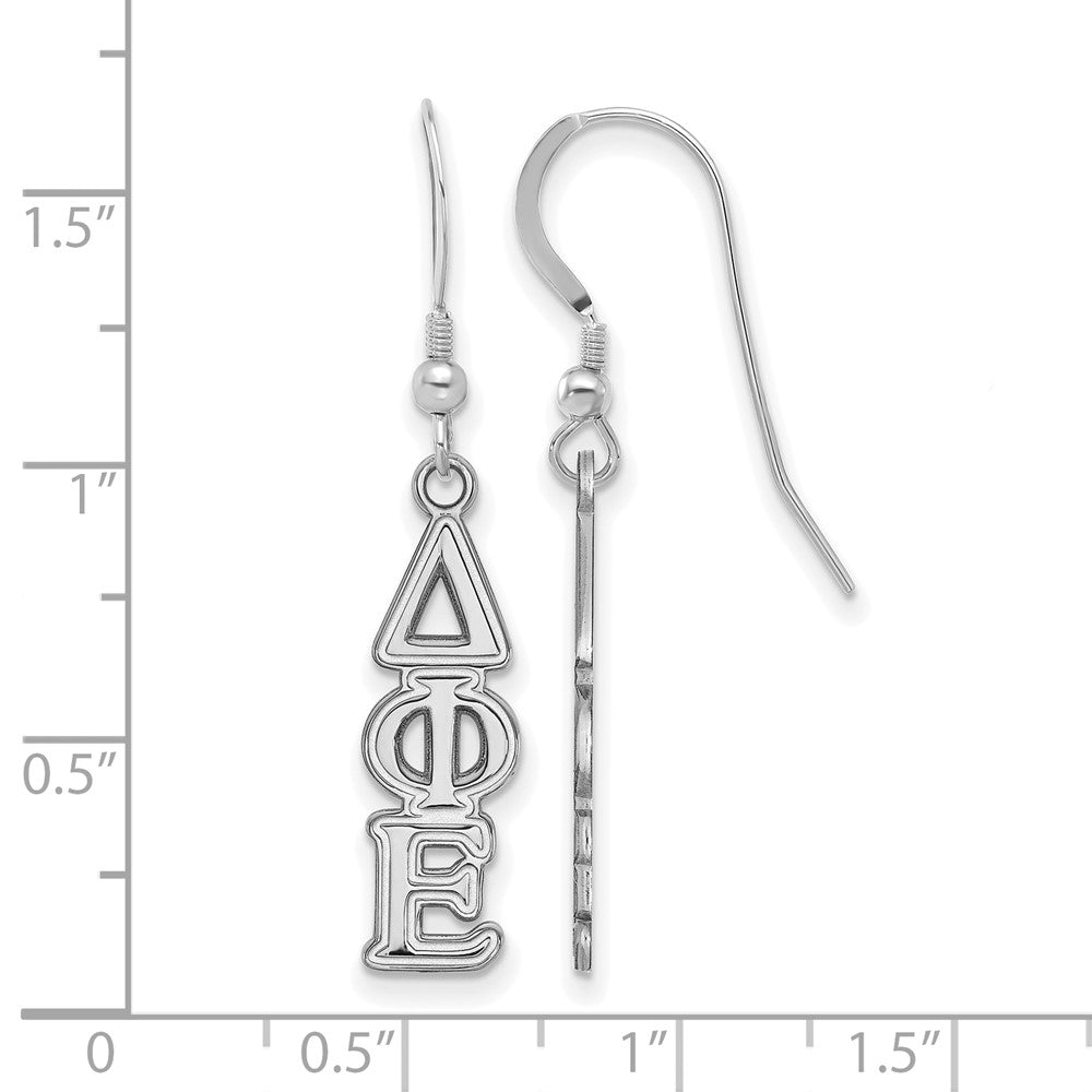 Sterlingsilber Rhodiniert Logoart Delta Phi Epsilon Sorority Greek Buchstaben Klein Ohrhänger