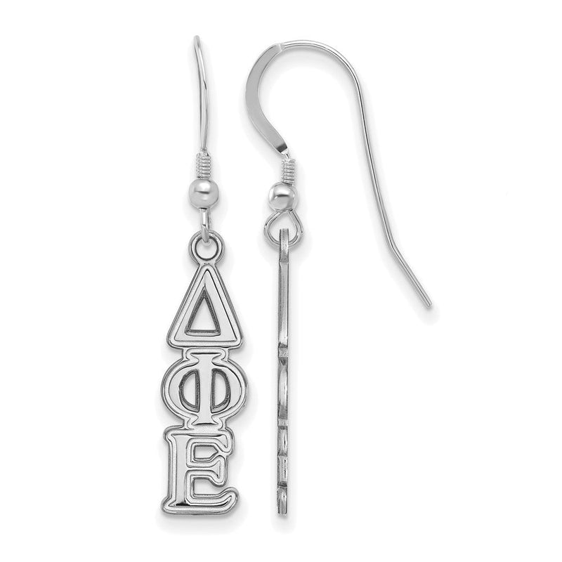 Sterlingsilber Rhodiniert Logoart Delta Phi Epsilon Sorority Greek Buchstaben Klein Ohrhänger