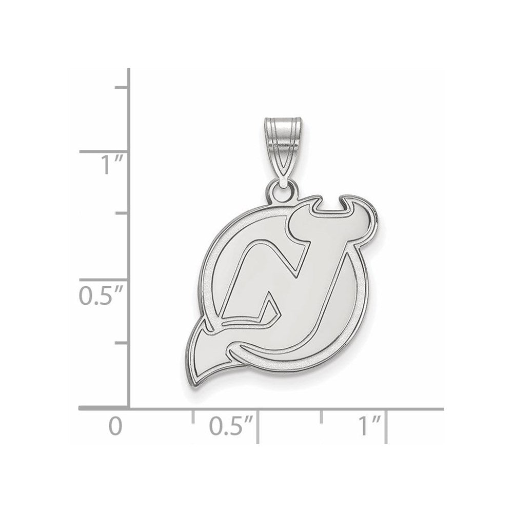 10K Weißgold Nhl Logoart New Trikot Devils Groß Anhänger