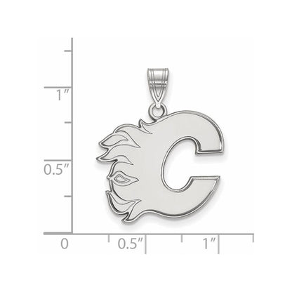 Sterlingsilber Rhodiniert Nhl Logoart Calgary Flames Buchstabe C Groß Anhänger