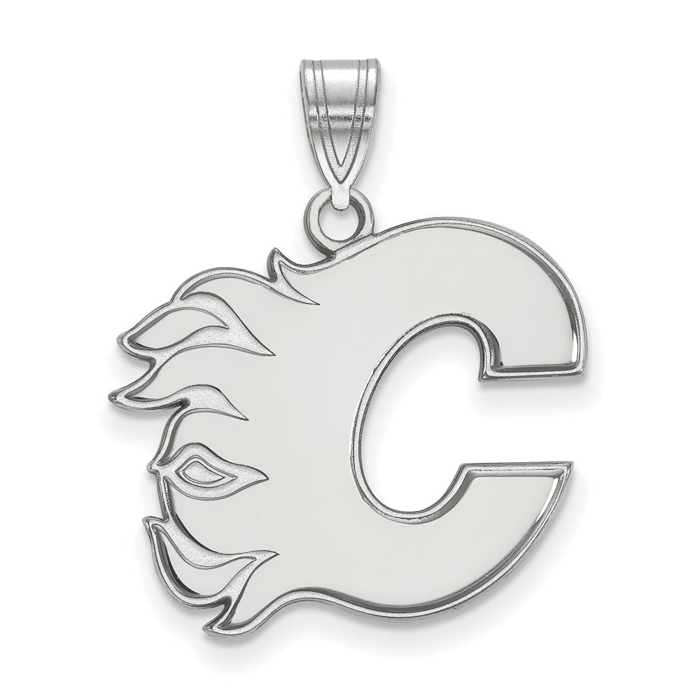 Sterlingsilber Rhodiniert Nhl Logoart Calgary Flames Buchstabe C Groß Anhänger