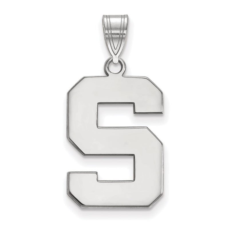10K Weißgold Logoart Michigan State University Buchstabe S Groß Anhänger
