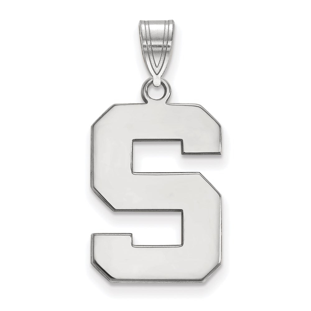 14K Weißgold Logoart Michigan State University Buchstabe S Groß Anhänger