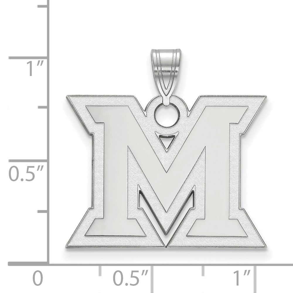 Sterlingsilber Rhodiniert Logoart Miami University Ohio Buchstabe M Groß Anhänger