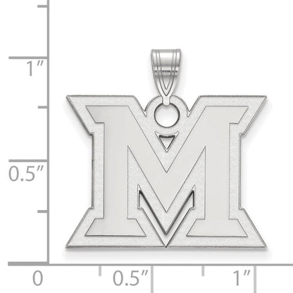 Sterlingsilber Rhodiniert Logoart Miami University Ohio Buchstabe M Groß Anhänger