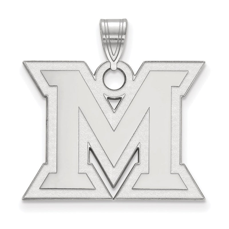 14K Weißgold Logoart Miami University Ohio Buchstabe M Groß Anhänger