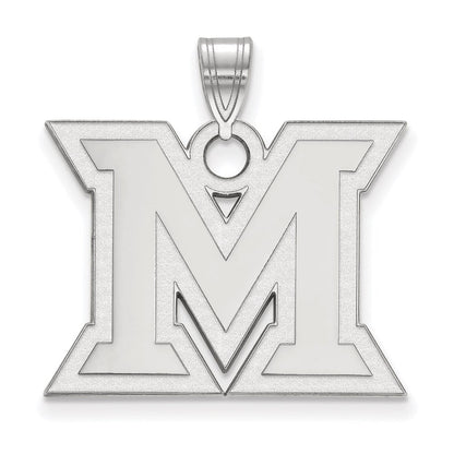 Sterlingsilber Rhodiniert Logoart Miami University Ohio Buchstabe M Groß Anhänger