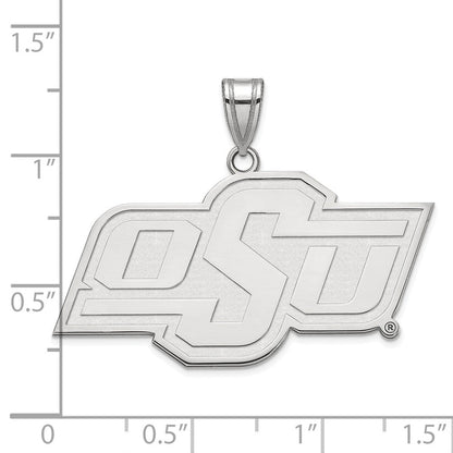 Sterlingsilber Rhodiniert Logoart Oklahoma State University O S U Groß Anhänger