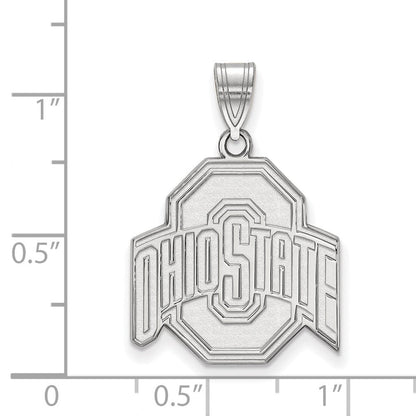14K Weißgold Logoart The Ohio State University Groß Anhänger