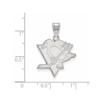 Sterlingsilber Rhodiniert Nhl Logoart Pittsburgh Penguins Groß Anhänger