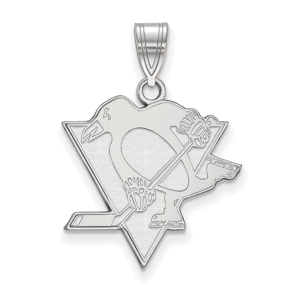 Sterlingsilber Rhodiniert Nhl Logoart Pittsburgh Penguins Groß Anhänger