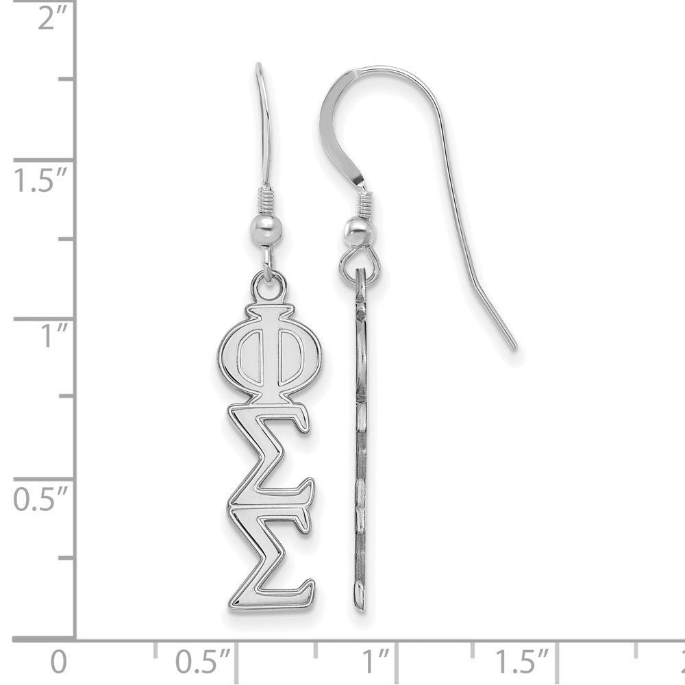 Sterlingsilber Rhodiniert Logoart Phi Sigma Sorority Greek Buchstaben Mittel Ohrhänger