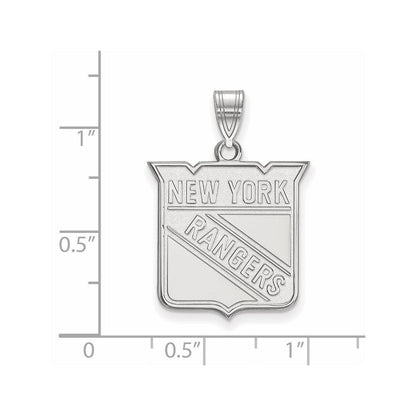 Sterlingsilber Rhodiniert Nhl Logoart New York Rangers Groß Anhänger