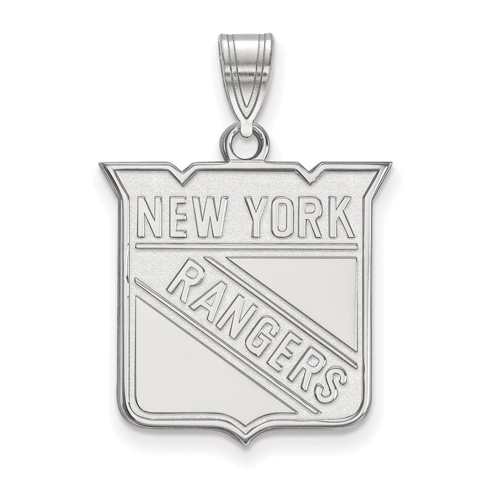 Sterlingsilber Rhodiniert Nhl Logoart New York Rangers Groß Anhänger