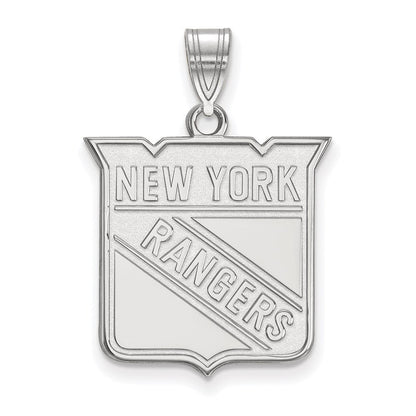 Sterlingsilber Rhodiniert Nhl Logoart New York Rangers Groß Anhänger