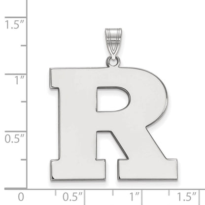 Sterlingsilber Rhodiniert Logoart Rutgers University Buchstabe R Extra Groß Anhänger