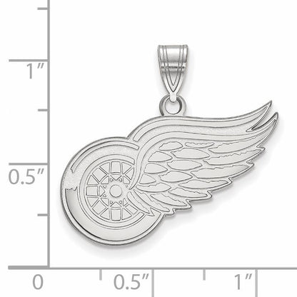 Sterlingsilber Rhodiniert Nhl Logoart Detroit Rot Flügel Groß Anhänger