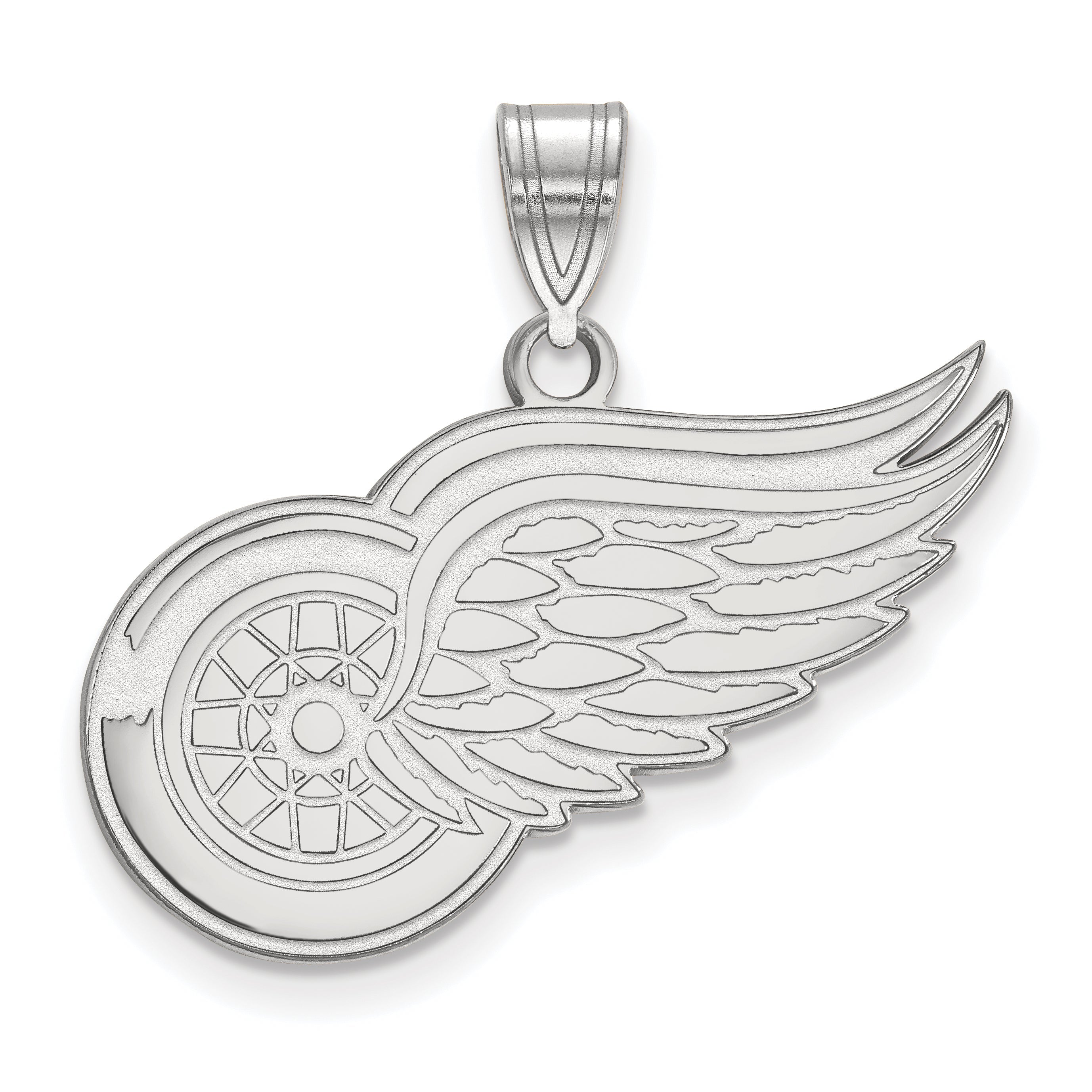 Sterlingsilber Rhodiniert Nhl Logoart Detroit Rot Flügel Groß Anhänger
