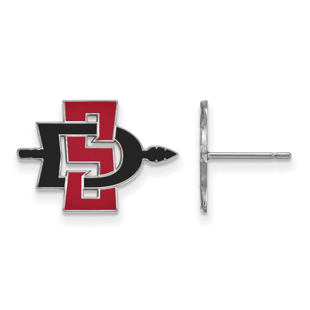 14K Weißgold Logoart San Diego State University Klein Emailliert Ohrstecker