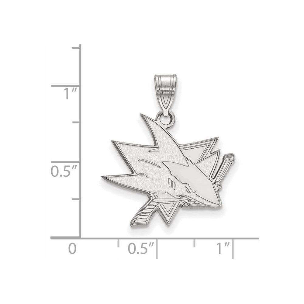 Sterlingsilber Rhodiniert Nhl Logoart San Jose Sharks Groß Anhänger