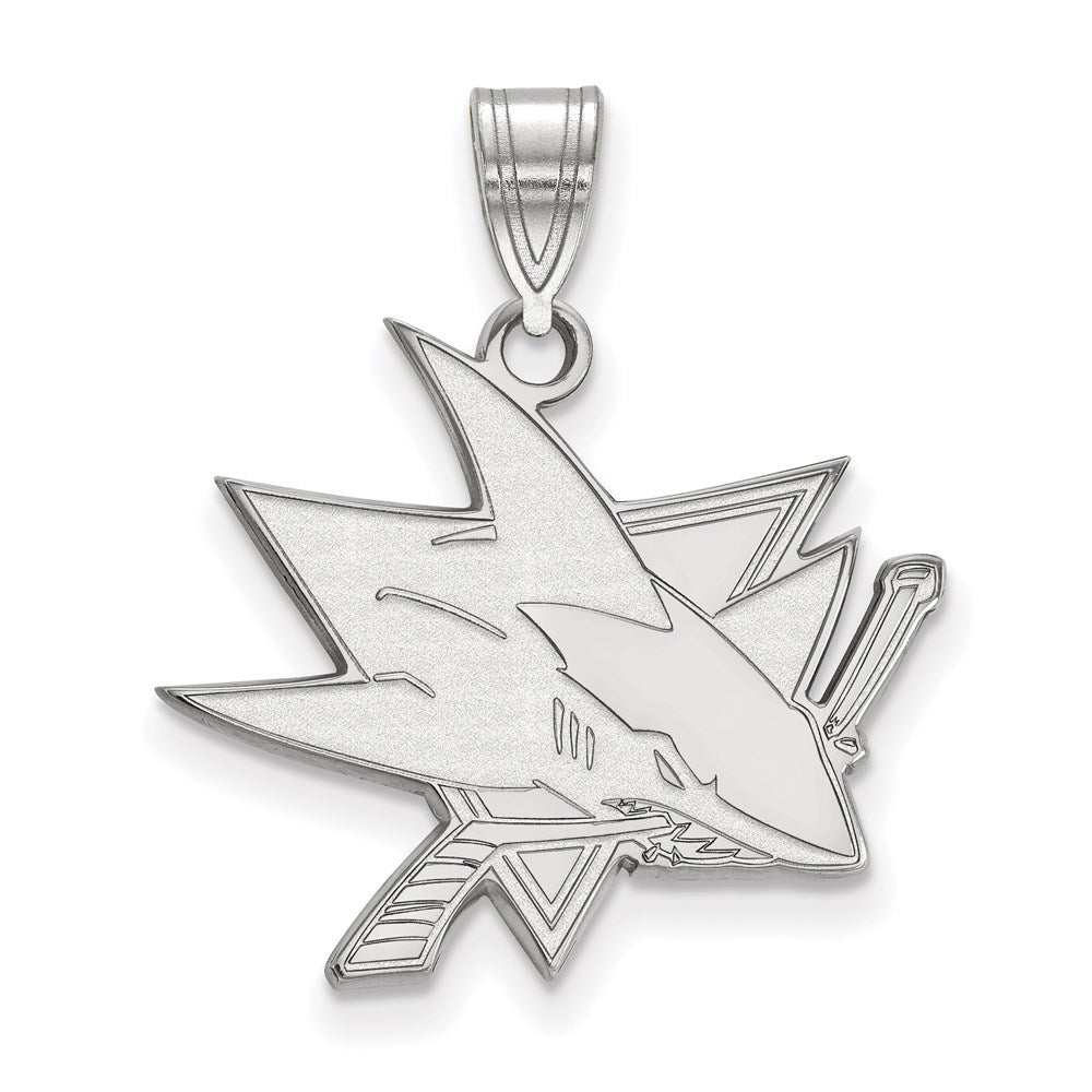 Sterlingsilber Rhodiniert Nhl Logoart San Jose Sharks Groß Anhänger