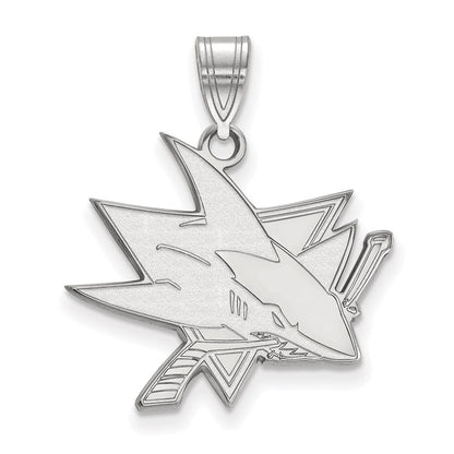 Sterlingsilber Rhodiniert Nhl Logoart San Jose Sharks Groß Anhänger