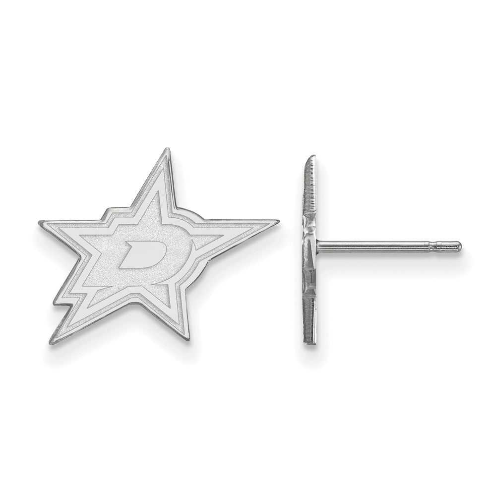 10K Weißgold Nhl Logoart Dallas Sterne Klein Ohrstecker