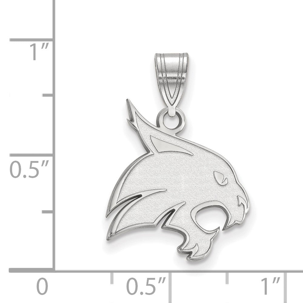 Sterlingsilber Rhodiniert Logoart Texas State University Bobcat Groß Anhänger