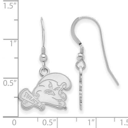 Sterlingsilber Rhodiniert Logoart Tulane University Klein Hängend Draht Ohrringe
