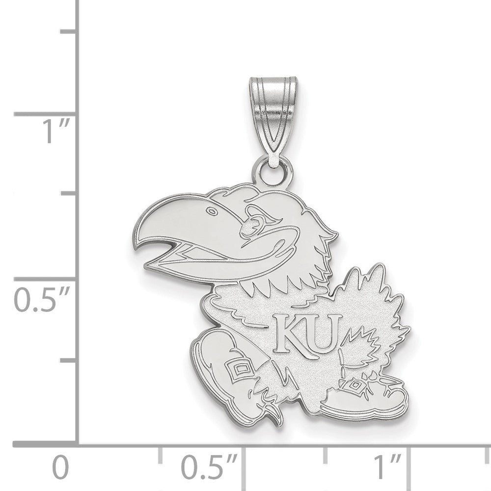 Sterlingsilber Rhodiniert Logoart University Of Kansas Jayhawk Groß Anhänger