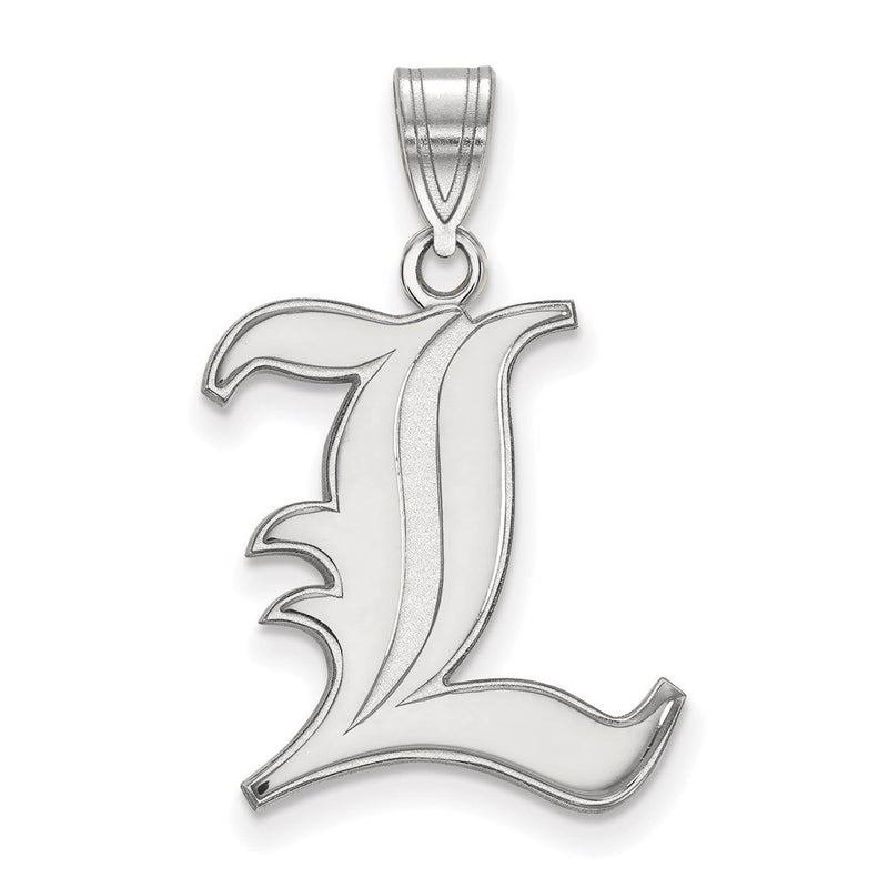 14K Weißgold Logoart University Of Louisville Buchstabe L Groß Anhänger